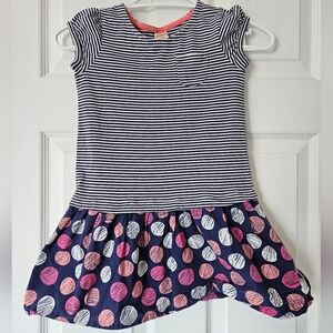 $5 In A Bundle! Size 6 Gymboree Navy  Dress White Stripes And Pink Polkadots
